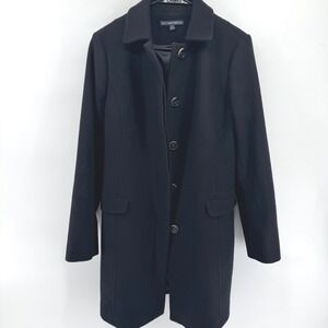 Brooks Brothers Black Wool Pea‎ Coat Women's Size 8 Button Front Lined Pockets